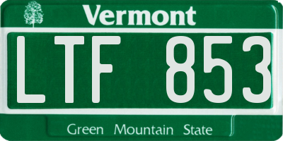 VT license plate LTF853