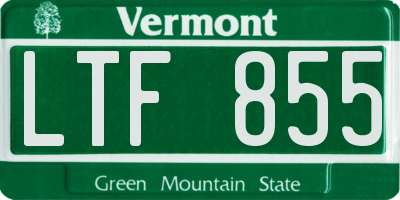 VT license plate LTF855