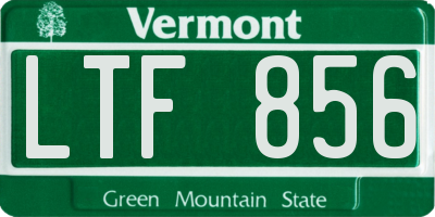 VT license plate LTF856