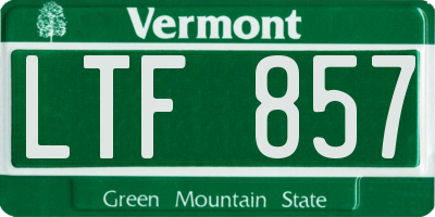 VT license plate LTF857