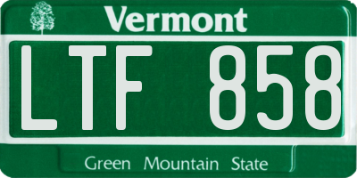 VT license plate LTF858
