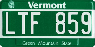 VT license plate LTF859