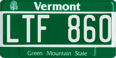 VT license plate LTF860