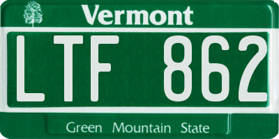 VT license plate LTF862