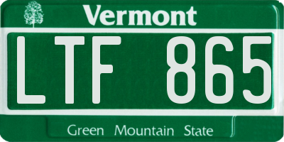 VT license plate LTF865