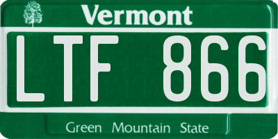 VT license plate LTF866