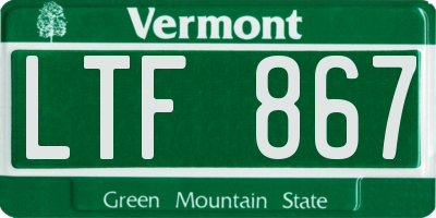 VT license plate LTF867