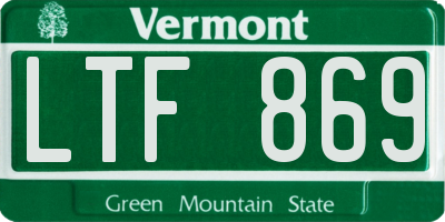 VT license plate LTF869