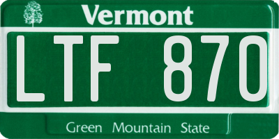 VT license plate LTF870