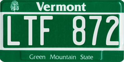 VT license plate LTF872