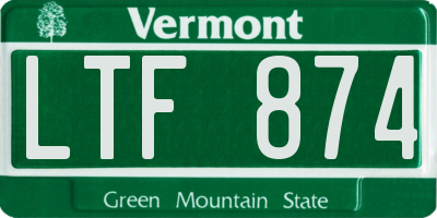 VT license plate LTF874