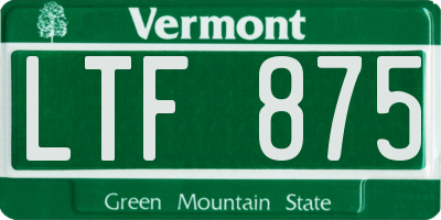 VT license plate LTF875
