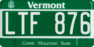 VT license plate LTF876