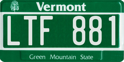 VT license plate LTF881