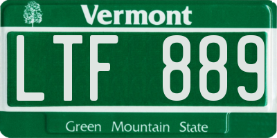VT license plate LTF889