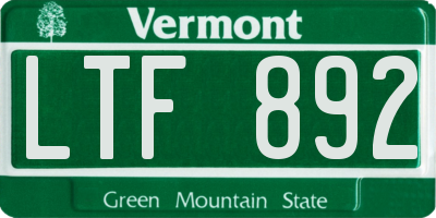 VT license plate LTF892