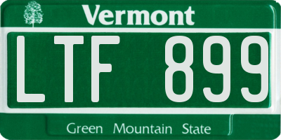 VT license plate LTF899