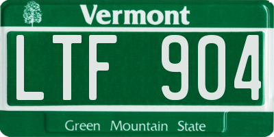 VT license plate LTF904