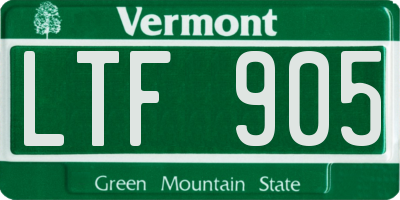 VT license plate LTF905