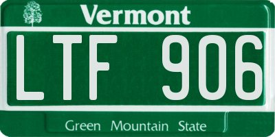 VT license plate LTF906