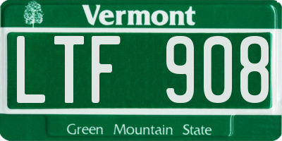 VT license plate LTF908