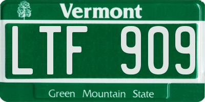 VT license plate LTF909