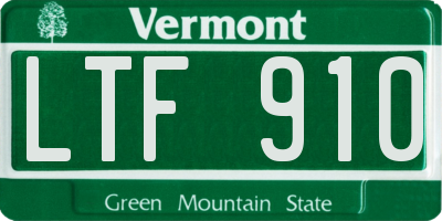 VT license plate LTF910