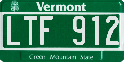 VT license plate LTF912
