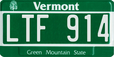 VT license plate LTF914