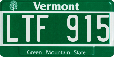 VT license plate LTF915