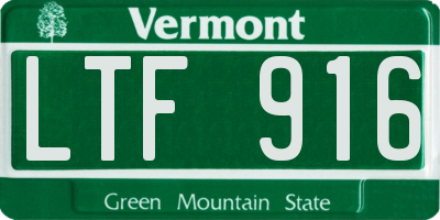 VT license plate LTF916