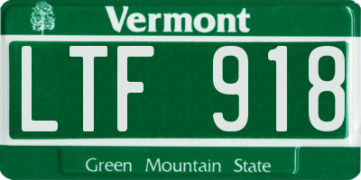 VT license plate LTF918