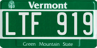 VT license plate LTF919