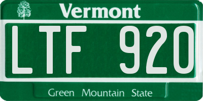 VT license plate LTF920