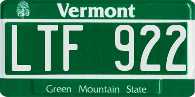 VT license plate LTF922