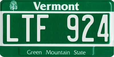 VT license plate LTF924
