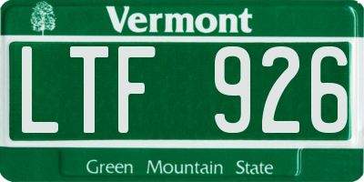 VT license plate LTF926