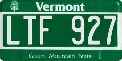 VT license plate LTF927