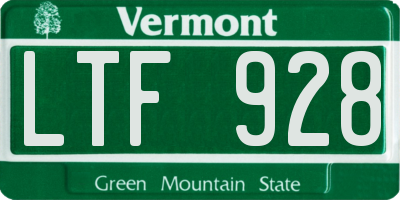 VT license plate LTF928