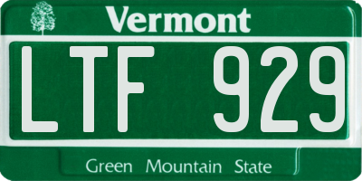 VT license plate LTF929