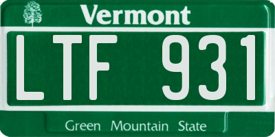 VT license plate LTF931