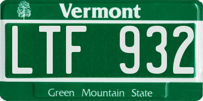 VT license plate LTF932
