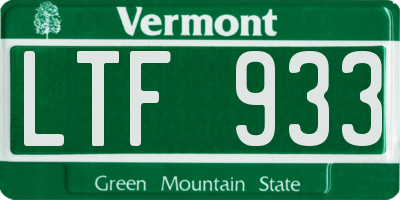 VT license plate LTF933