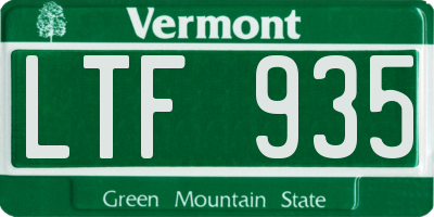 VT license plate LTF935