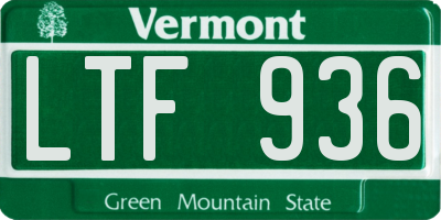 VT license plate LTF936