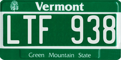VT license plate LTF938