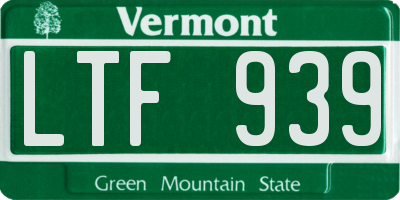 VT license plate LTF939