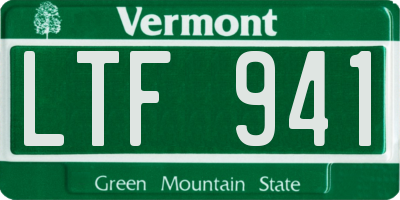 VT license plate LTF941