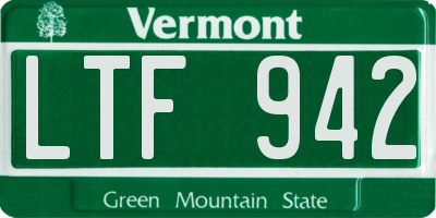 VT license plate LTF942