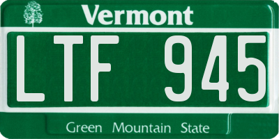 VT license plate LTF945
